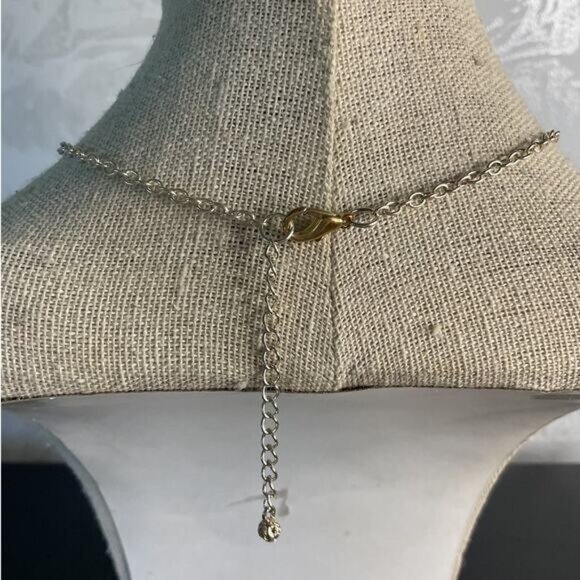 Peace Symbol Pendant Necklace With Adjustable Chain & Black Bead Accents - Picture 3 of 4